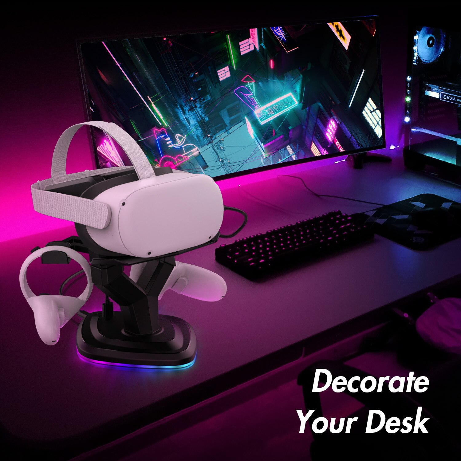 Vr Headset Opladen Dock Voor Meta Quest 2 Display Stand Met Rgb Licht Opladen Houder Voor Oculus 2 Oculus Rift S Accessoires