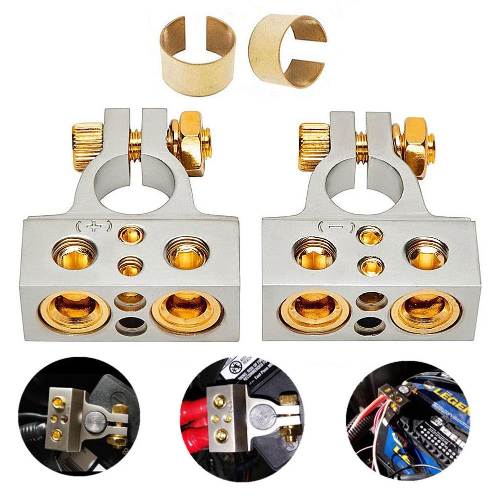 Negative Terminal Positive Terminal Car Battery Terminal Clamp Connectors Kit Gold-plated Adapter Set Car Accessories