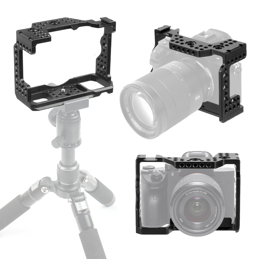 Cage de caméra portable en aluminium QR pour Sony A7RIII/A7III/A7MIII Kit d'extension de photographie de support de trépied pour reflex numérique