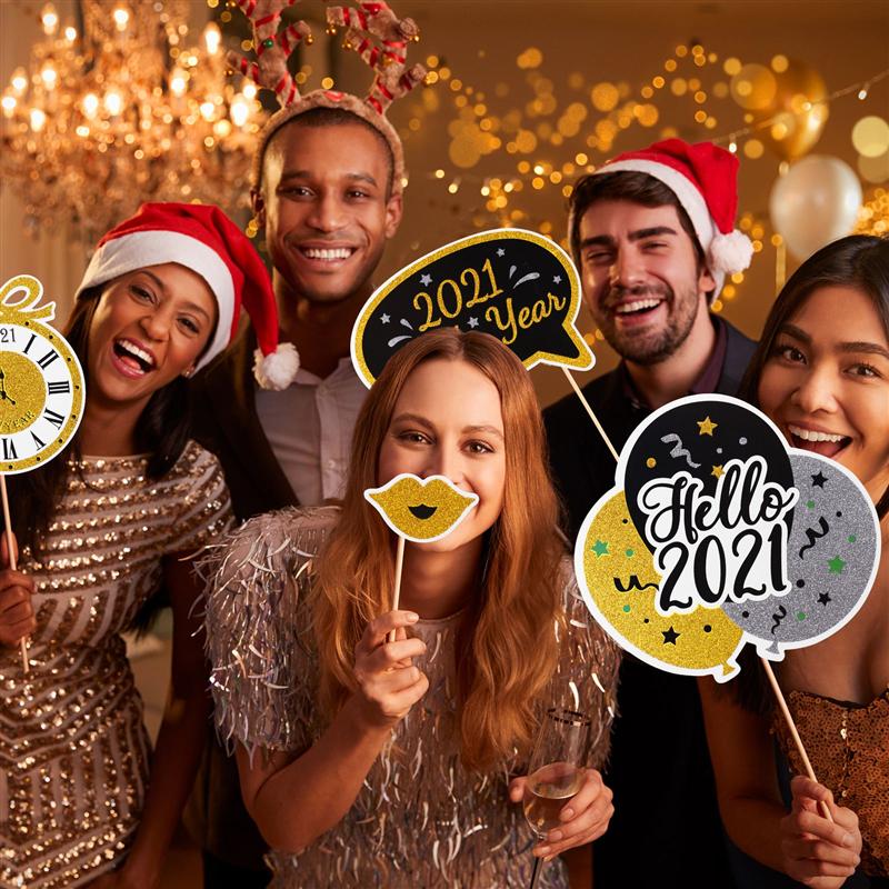 20pcs Year Photo Props Funny Festive Photo Booth Props Years Eve Party Supplies Happy Year Party Decorations