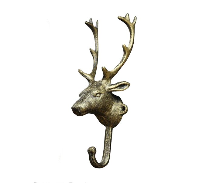 Vintage rustieke gietijzeren hertengewei kapstok wandhaak hoedentas kleerhanger: Bronzen