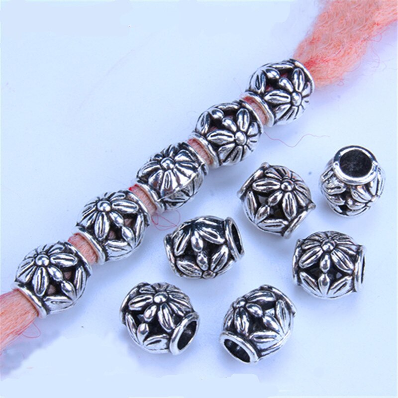 Anillos para el pelo de Metal plateado, trenzas para el cabello, rastas, cuentas, abalorios, rastas, accesorios para el cabello DIY, 5 unids/bolsa: 5pcs  NO.12