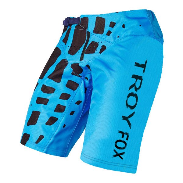 TROY Fox noir/bleu Motocross Scooter MX Dirt Bike tout-terrain Moto rue Moto équitation Fluo Shorts