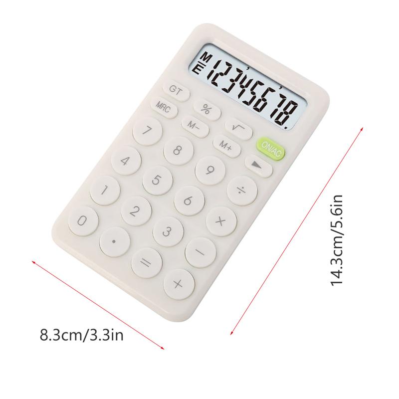 Basic Calculator Portable 8-Digit Calculator for Students Mini Calculator Office Supply: White