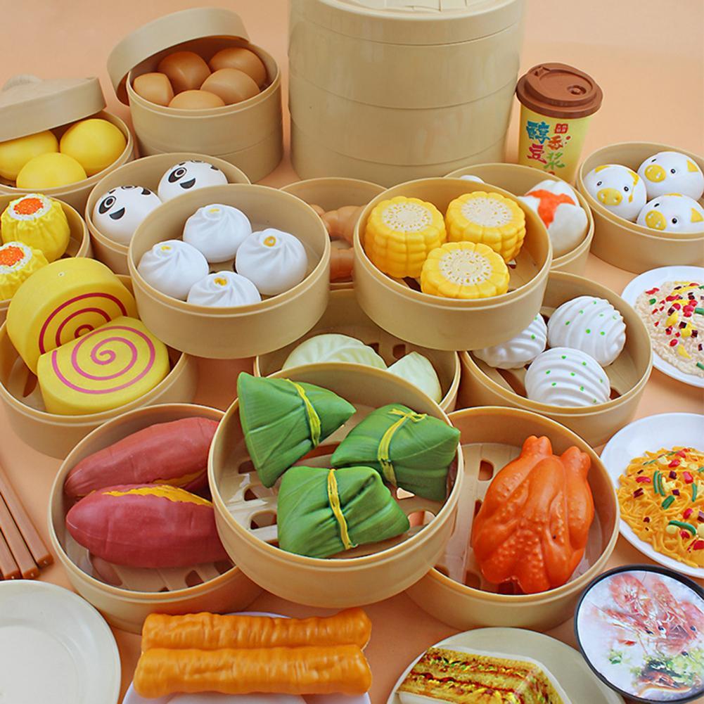 1Set Simulatie Gestoomde Broodje Mini Delicate Plastic Pretend Play Food Speelgoed Snijden Voedsel Speelgoed Voor Kinderen Educatieve Cadeau Voor kids