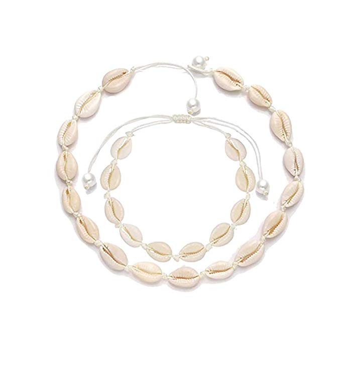 Shell Choker Halskette für Frauen Seashel Armbänder Set Puka Shell Halskette Sommer Strand Schmuck: Default Title