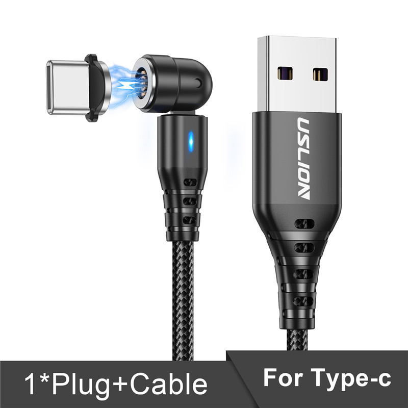 Kabel magnetyczny 5A Obrót o 540 stopni Kabel do szybkiego ładowania typu C Kabel do ładowania magnetycznego Micro USB Przewód do transmisji danych telefonu do iphone'a Xiaomi Samsung: Złota / 1 m