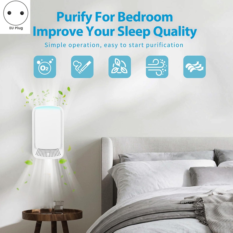 Ionizadores de aire A16F para el hogar, purificador de aire enchufable para el hogar, purificador de aire silencioso y portátil para dormitorio, cocina para mascotas y oficina