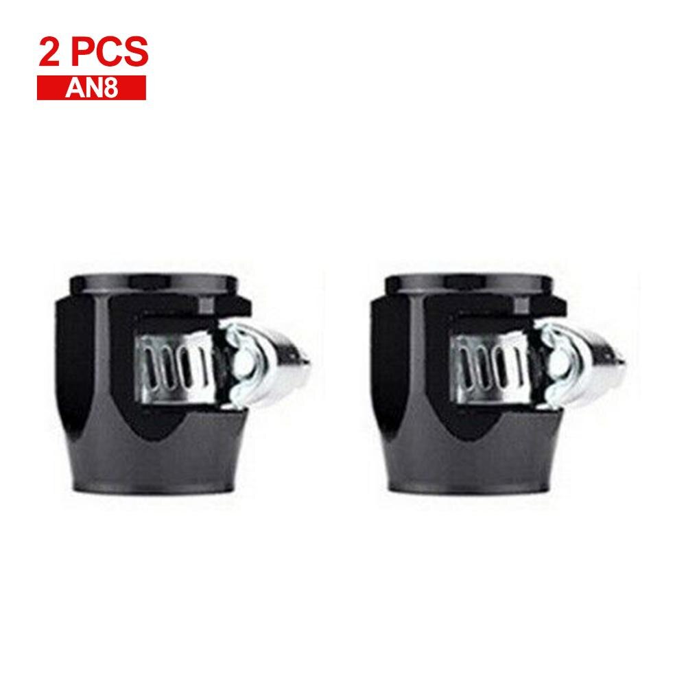 2Pcs Finisher Klem Met Schroef Band Slang End Cover Aluminium Slang Connectors Slangklemmen AN4 6 8 10 12 olie Brandstof Slangklem End: AN8
