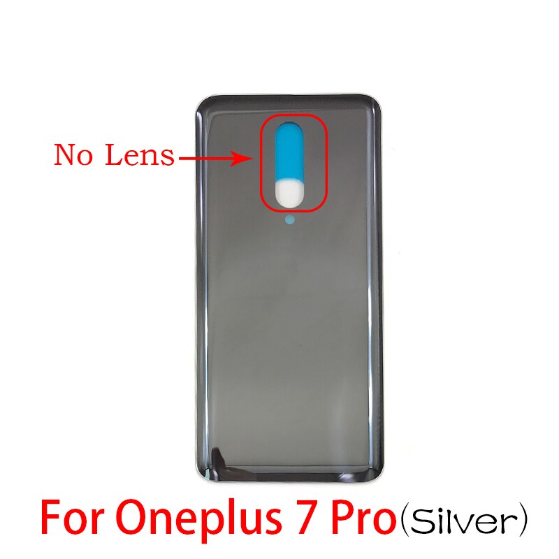 Back Battery Door Rear Housing Cover Case With Glass Camera Lens with Tape Replacement For Oneplus 7 Pro 7Pro: 7Pro Sliver No Len