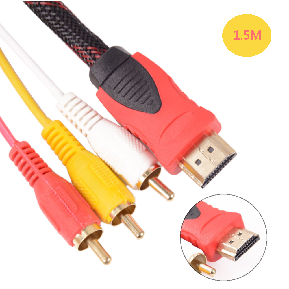 1.5M Conversie Converter Hdmi-Compatibel Naar Rca Kabel Male Naar 3 Rca Av Mannelijke Av Composiet Mannelijke M/M Connector Adapter Cable Cord