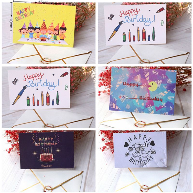 6PCS Thank You Paper Cards Note Envelopes Greeting Wedding Party Reception Crafts QX2E