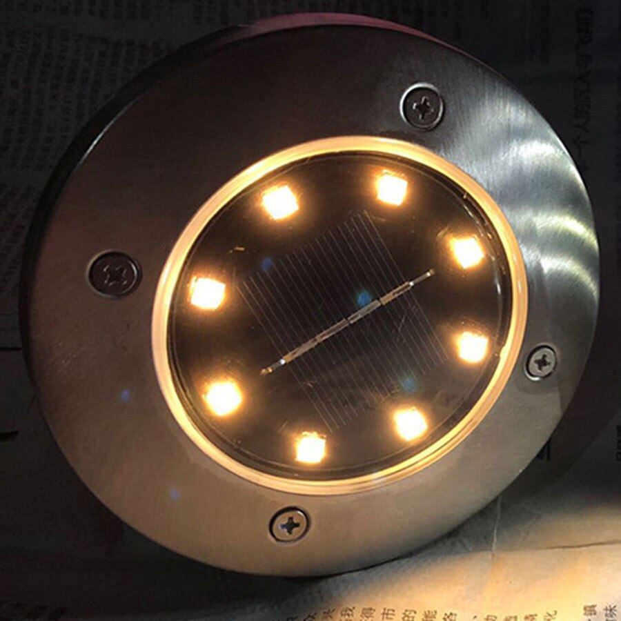 8 LED Solar Ground Lights Outdoor Solar Garden Lights Patio Lawn Pathway Yard Deck Walkway Disk Lights In-Ground Landscape Light: Warm White / 12PCS