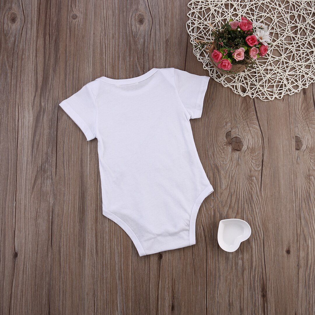 Newborn Infant Baby Boy Girl Cotton Short Sleeves Bodysuit Jumpsuit Daddy Heart Clothes Summer Sunsuit SS