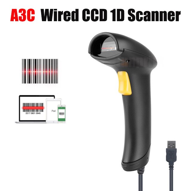 Barcode Scanner verdrahtet und kabellos CCD 1D 2D QR Bar Code 2,4G/433M Volle ASCll PDF417 Unterstützung praktisch iPad Handheld Leser: A3C CCD 1D