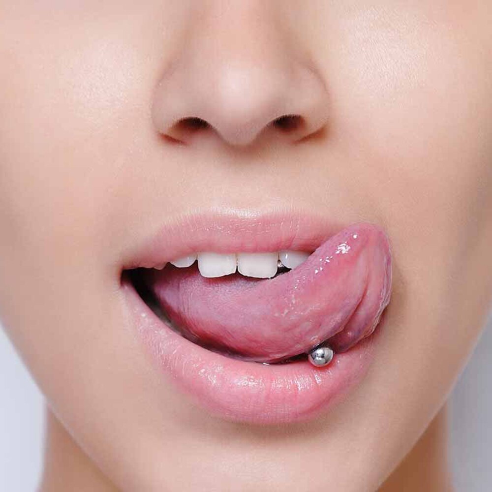1Pc Anti-Allergie Chirurgisch Staal Tong Ringen Vrouwen Platte Zirkoon Piercing Tong Halters Piercing Lichaam Sieraden 14G