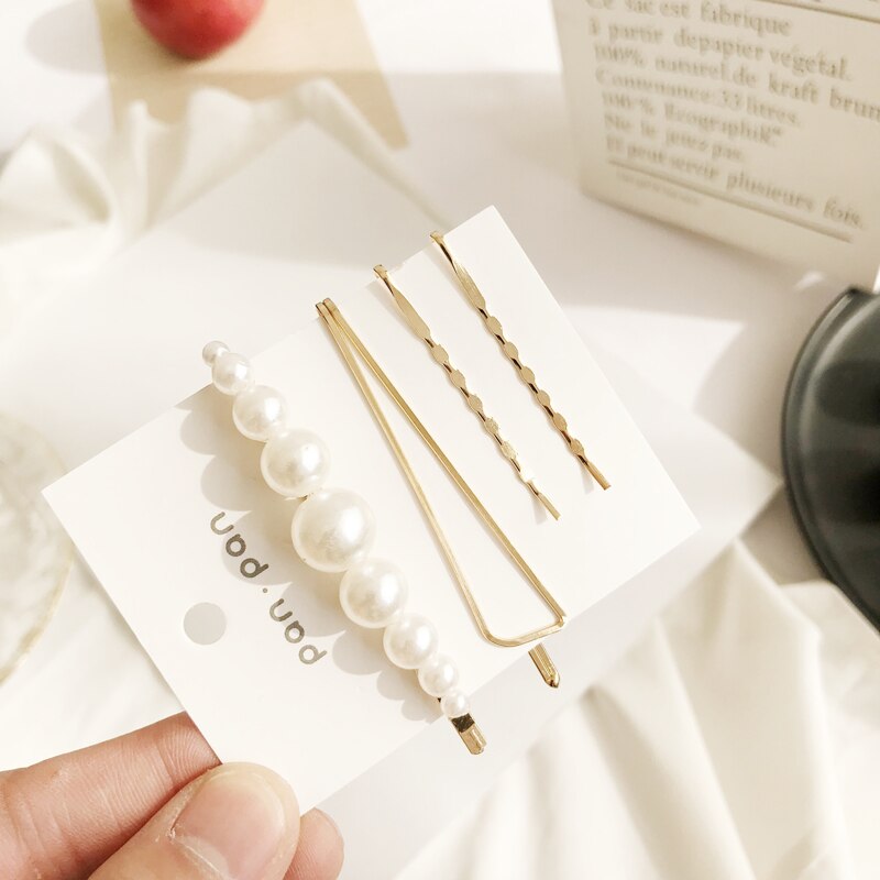 Ifmia 3 Stks/set Pearl Metal Haar Clip Haarband Kam Pin Barrette Haarspeld Hoofdtooi Accessoires Beauty Styling Gereedschap