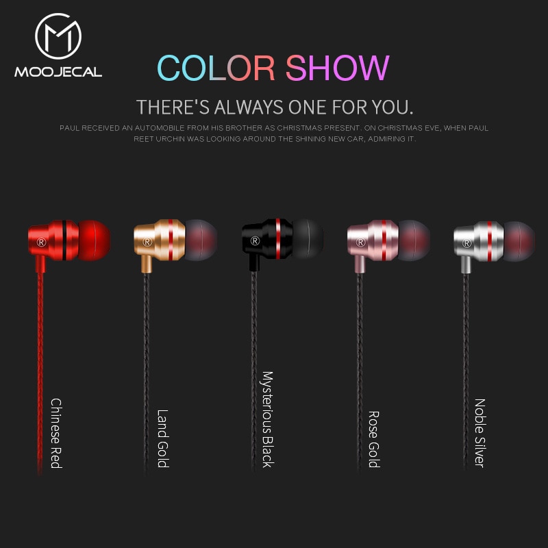 MOOJECAL In Ear Wired 3.5mm Earphone Earbuds Music Headphone for Xiaomi Samsung Iphone Smartphone with Microphone Wired Headset