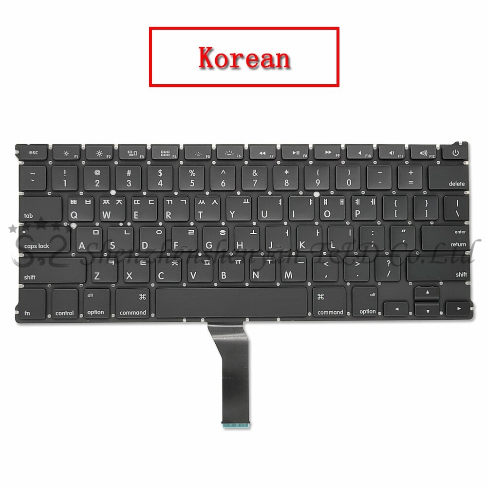 US UK Replacement Keyboard Russian Spain French German Russian Korean Layout for Macbook Air 13 &quot;A1369 A1466 Years: Korean