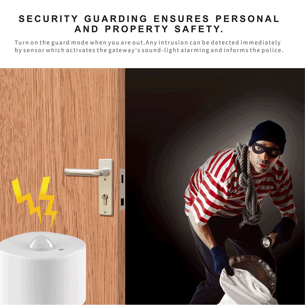 Zigbee pir bevegelsessensor menneskelig sensor detektor smart life tuya app kontroll intelligent kobling smart hjem alarmsystem
