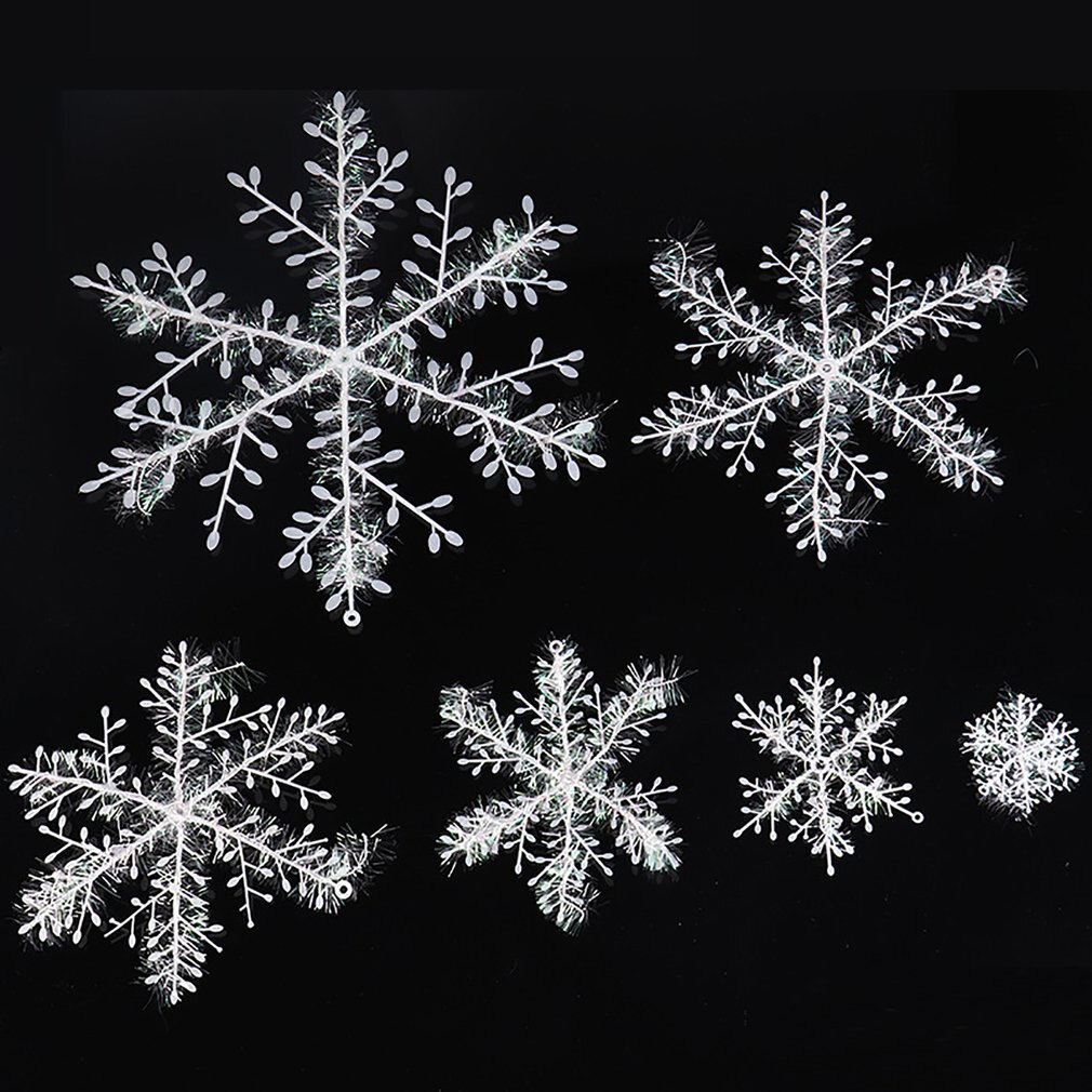 2/3/6 Pcs Kerst Sneeuwvlokken Jaar Xmastree Decoraties Nep Sneeuwvlokken Snaren Kerstballen Venster Kerst Ornamenten Diy
