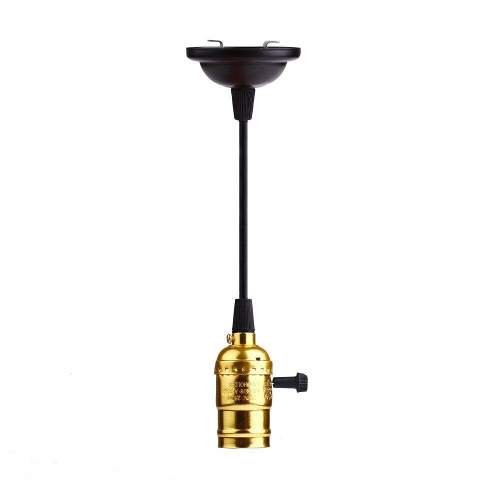 E27 Vintage Retro Lampvoet Houder Schroef Lamp Aluminium Shell Lamp Licht Schroef Socket 4 Kleuren Met Schakelaar 110V/220V: gold 2