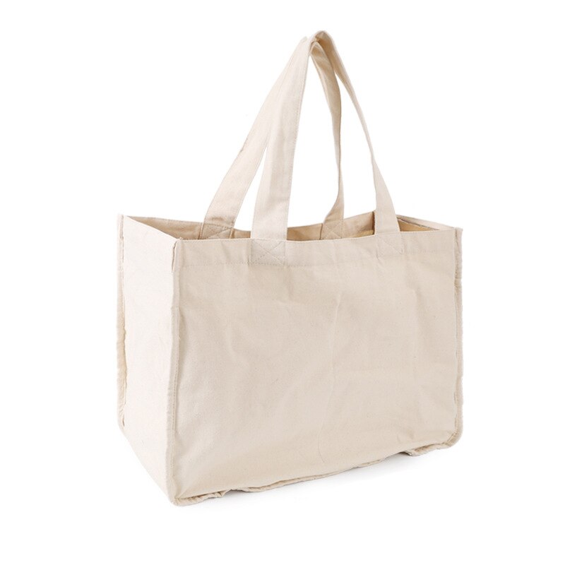 Large Canvas Grocery Shopping Bags with Handles Washable Organic Cotton Grocery Tote Bags Big Reusable Shopping Grocery Bags: one bag
