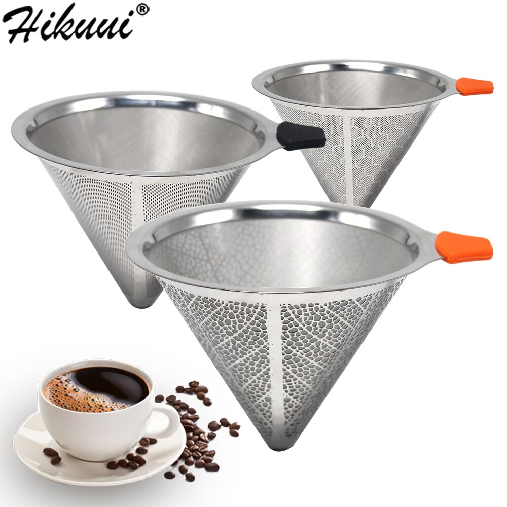 Dubbele Laag Koffie Filter 304 Rvs Drip Koffie Houder Trechter Manden Herbruikbare Coffe Filters en Stand Koffie Filter