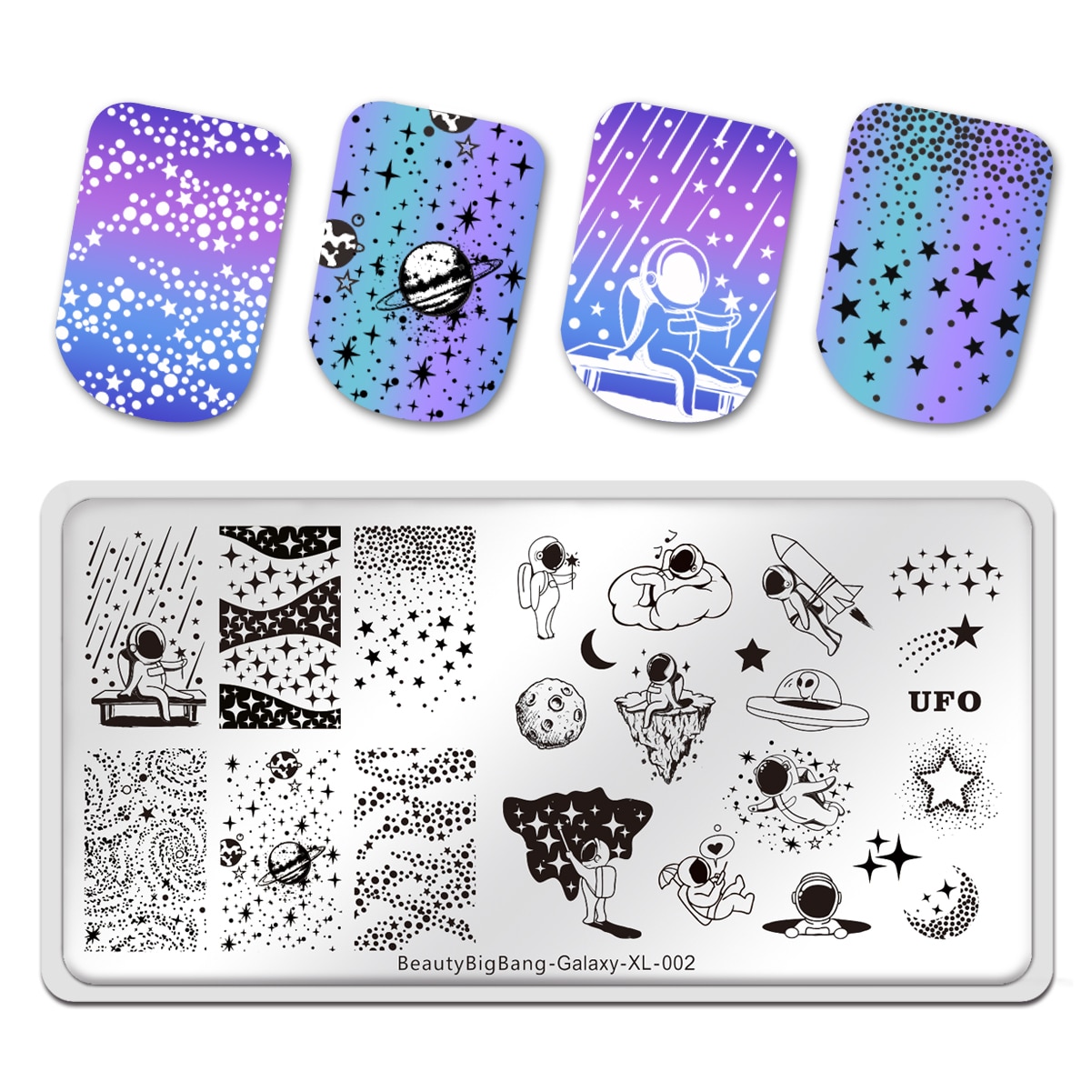 Beautybigbang Nail Art Stempelen Platen Marmer Galaxy Star Universe Patroon Sjablonen Nail Art Stencil