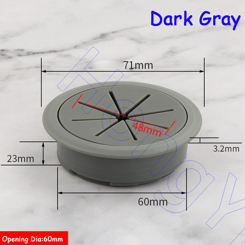 1 Stück 50 mm/53 mm/60 mm/80 mm Schreibtisch-Draht-Organizer, Kabelloch-Abdeckung, ABS + Gummi-Kabeltüllen für Büromöbel, Kabeldurchführung: Schwarz
