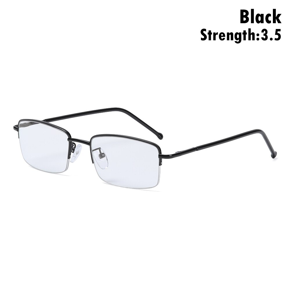 Titanium Frame Metal Progressive Multifocal Reading Glasses Bifocal Anti Blue Light Presbyopia Glasses Women Men: black Strength 3.50
