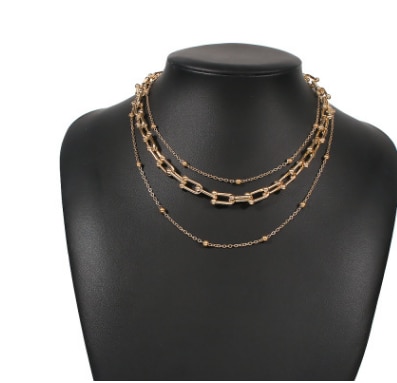 WG 17 Style Retro Multilayer Chain Element Clavicle Chain Choker Necklace Personality Thick Statement Necklace Pendnats: 7722