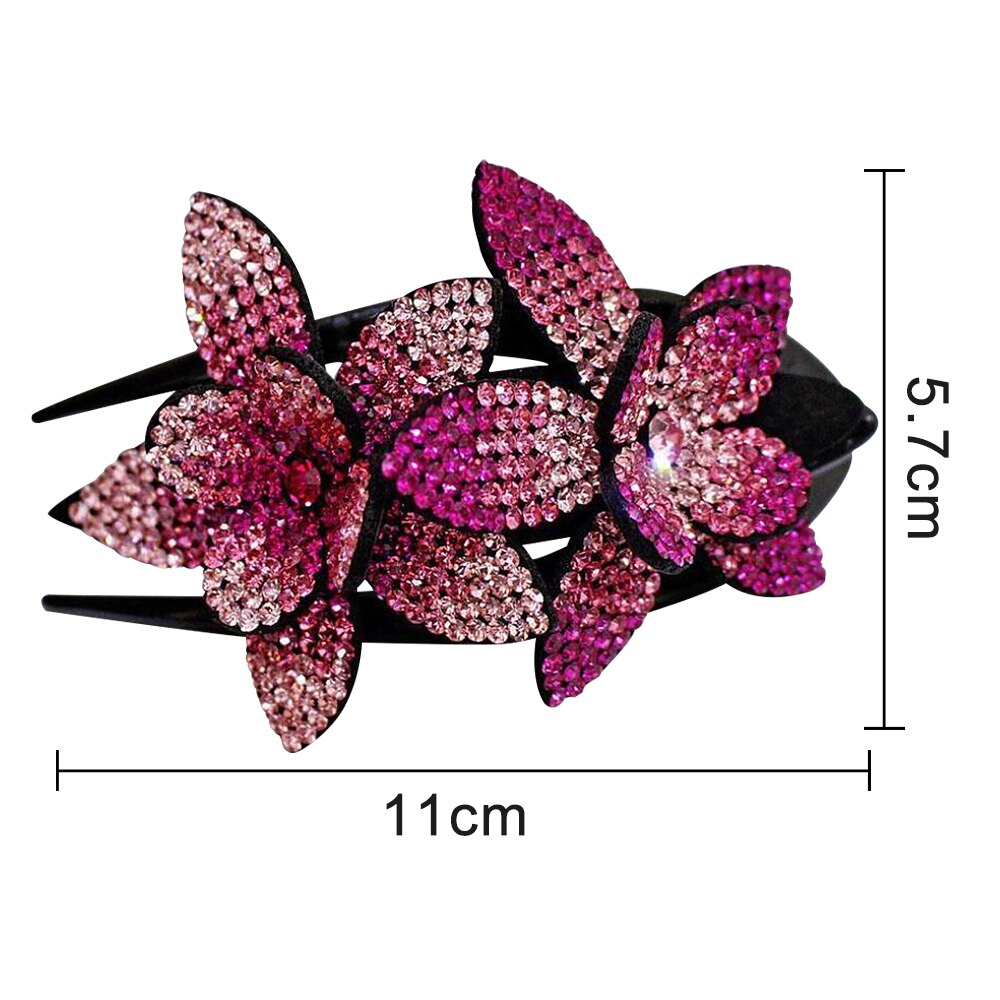 Strass Dubbele Bloem Haar Clip Flexibele Duurzaam Vrouwen Zwaluwstaart Haar Clip: 4