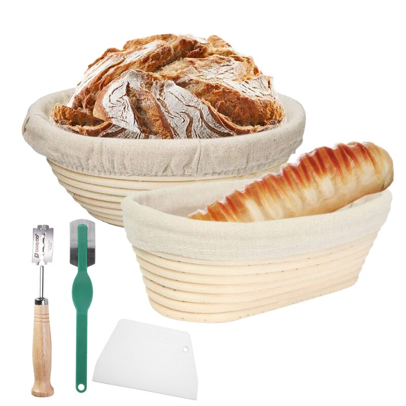 Round /Oval Natural Rattan Fermentation Basket Bread Banneton Dough Wicker Rattan Mass Proofing Proving Baskets Rattan DIY Tool