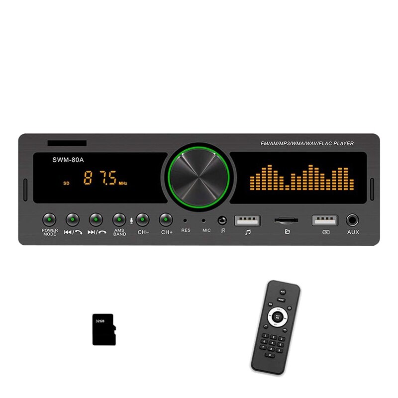 Autorradio estéreo de un solo Din para coche, asistente de voz, receptor de Audio Bluetooth/llamadas manos libres, Radio AM/FM