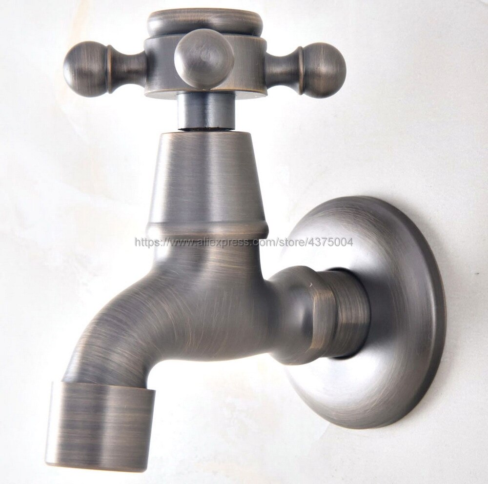 Antieke Bronzen Kruis Handvat Wall Mount Mop Zwembad Water Tap Kraan Enkel Handvat Koud Water Kraan Nav350