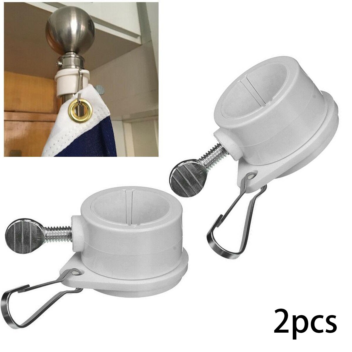2 Pcs Vlaggenmast Roterende Ring Roterende Clips Fit 1 "Dia Vlag Pole Montage Ringen Voor Vlaggen Met Grommets