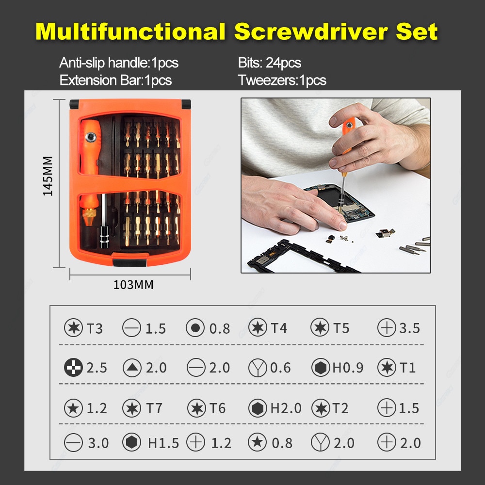 GZERMA-Kit de destornilladores de apertura multifuncional 45 en 1, juego de herramientas de reparación de teléfonos móviles para iPhone 11X7 6s, Huawei P20 Lite P30