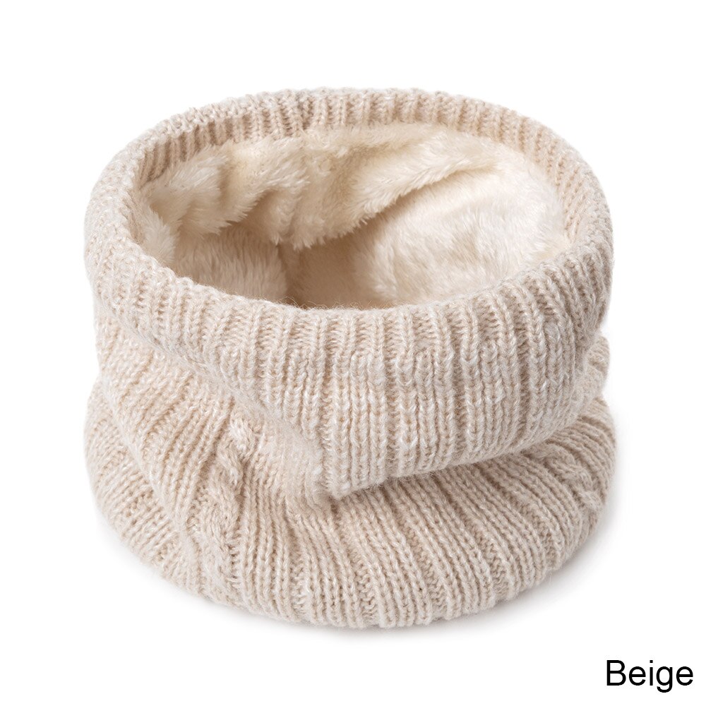 Kvinder mænd kvindelige vinter tørklæde solid strik uld snood uendelig hals varmere krave krave tørklæde: Beige