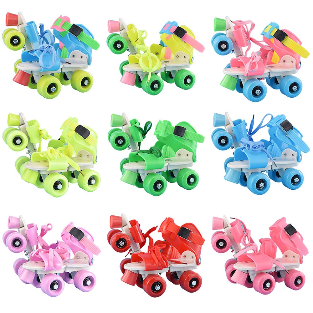 Children Roller Skates Double Row 4 Wheel Skating Shoes Adjustable Size Sliding Slalom Inline Skates Kids Boys Girls