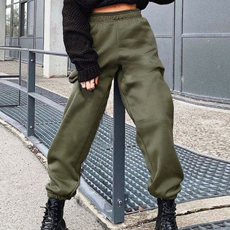Harajuku Jogger Breite Bein Jogginghose Frauen Hosen Plus Größe Hohe Taille Hosen Streetwear Koreanische Beiläufige Kurze Schlauch Femme Herbst: Grün / XL
