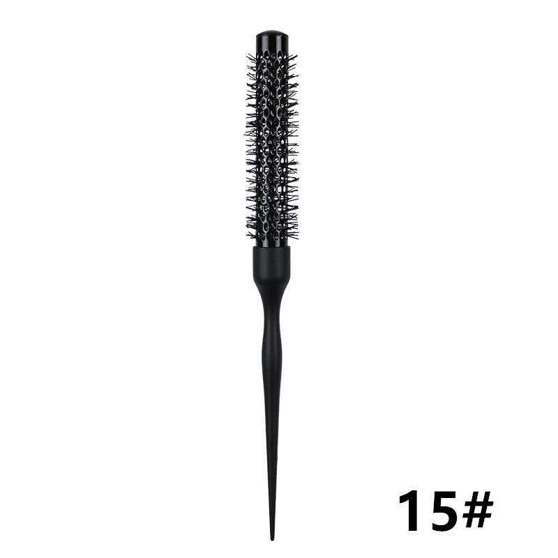 Peine para el cabello de barril redondo negro, cepillo para el cabello, peine de nailon, cilindro, peine para pelo rizado, herramienta de salón de tubo de aluminio, 1 ud.: Gris