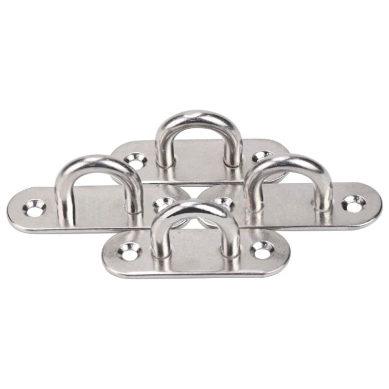6 stk 5mm rustfrit stål øjenplade aflang pude øjenplade metal hæfte ring krog hardware