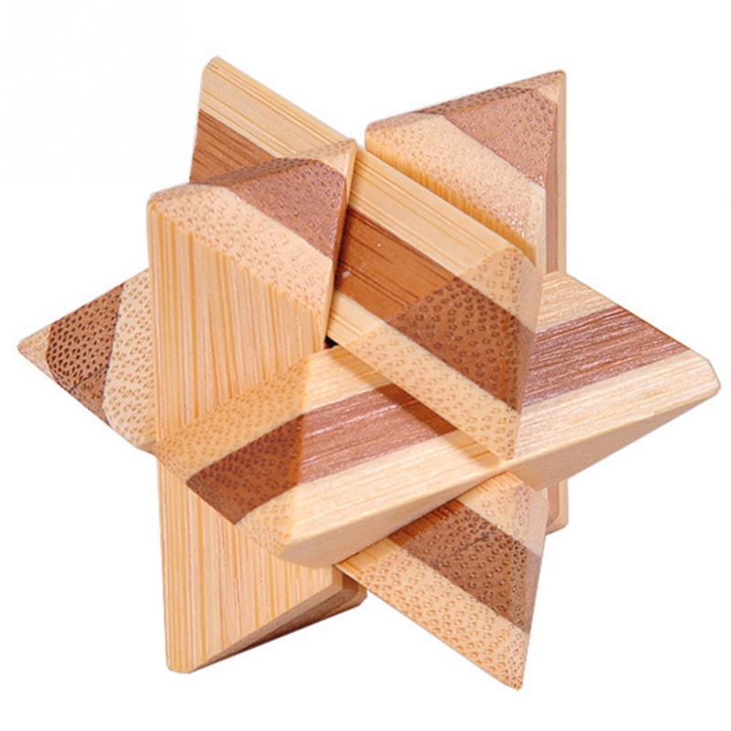 IQ Brain Teaser Wooden Interlocking Burr 3D Puzzles Game Toy Intellectual Educational For Adults Kids