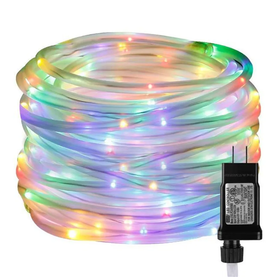 Corde lumineuse LED de noël basse tension, 8 modes, étanche, 12M, 100LED, Tube clair extérieur, corde lumineuse et chaîne pour terrasse, Patio, jardin: green / 16-20W / O