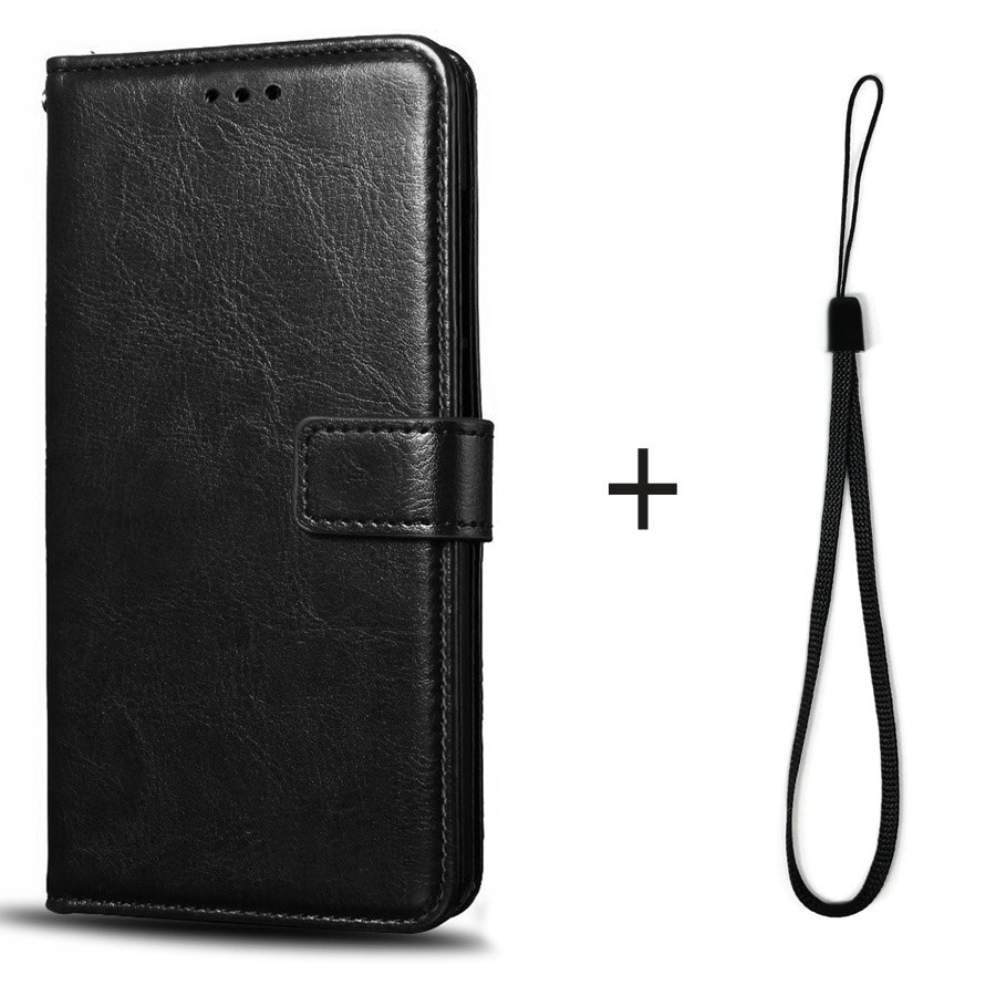 Case Voor Xiaomi Redmi 7A Case Cover Zachte Siliconen PU leather flip Voor Coque Xiomi Redmi 7A Telefoon Case met kaarthouder Magnetische: Style 1 Black