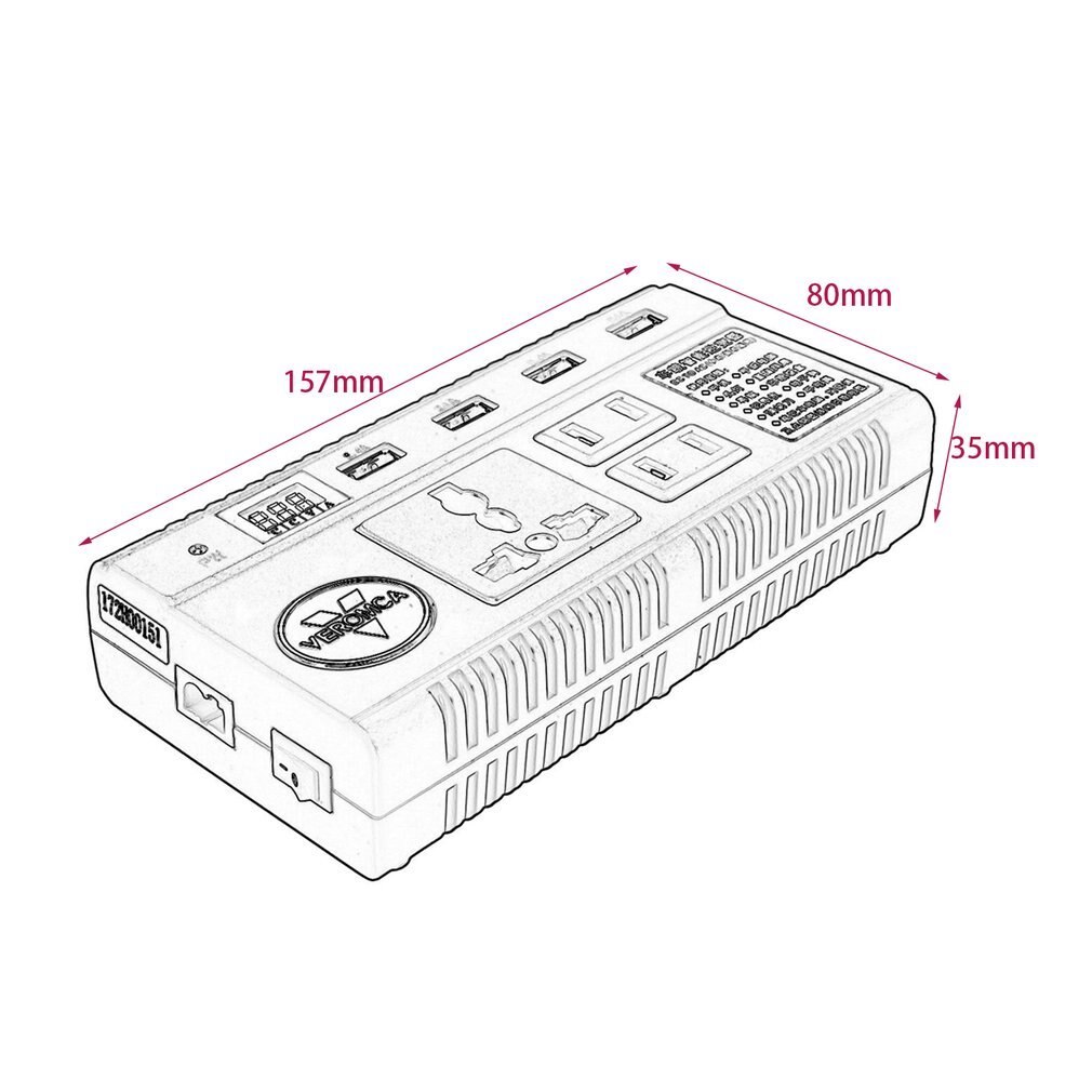 Portable Car Auto Power Inverter Converter 4 Port USB Charger Smart Power Strip Inverter with LED Display