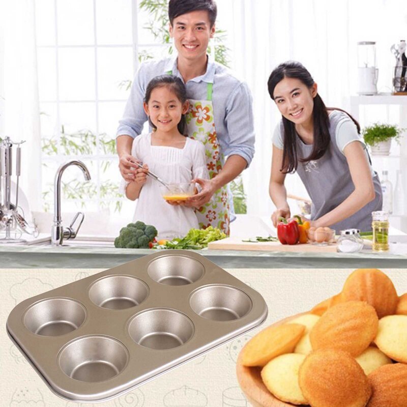 6- hulrom nonstick smultring panne smultring bakervarer karbon stål smultring bakeplate bagels form maker kake kjeks tinn bakware