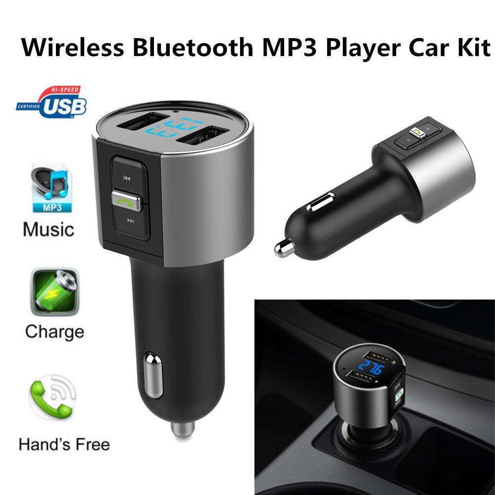 Trasmettitore audio Bluetooth wireless per auto, adattatore radio FM con doppio caricatore USB, lettore MP3, mini design portatile, nero