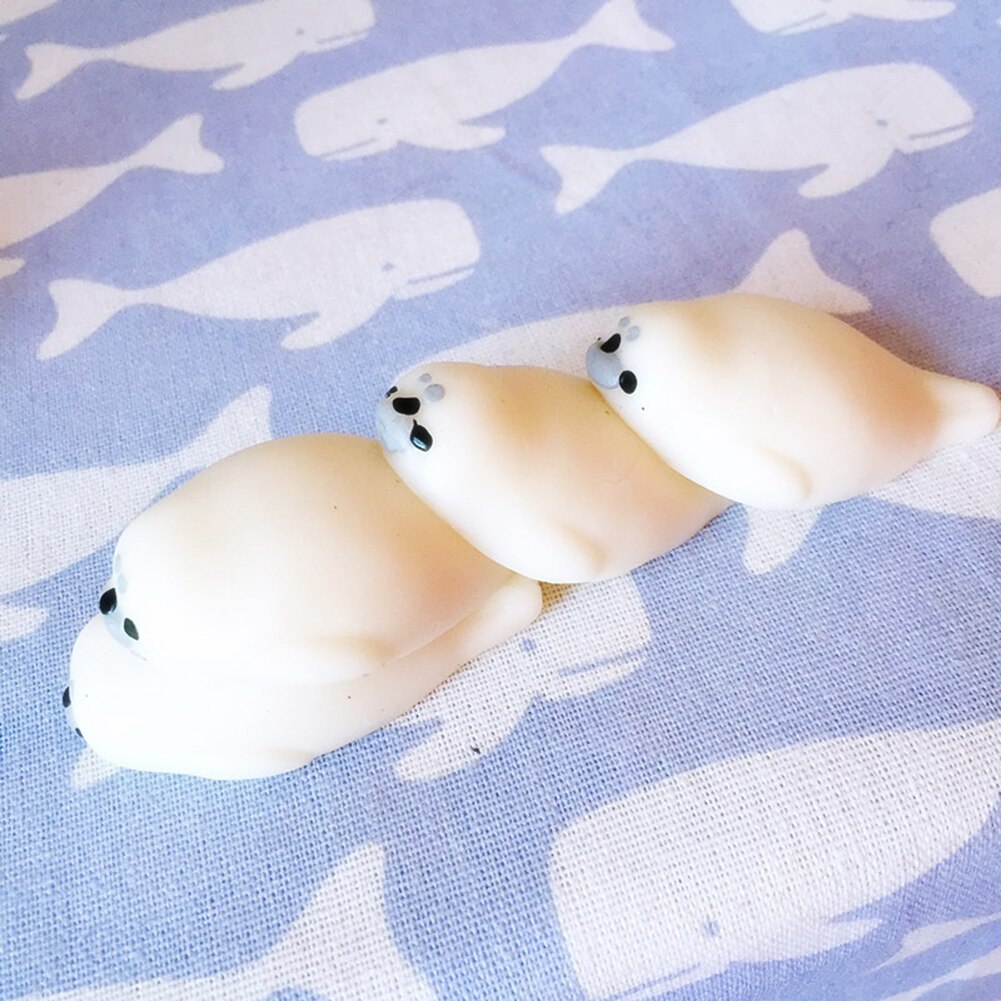 Cute Soft White Seal Stress Relieve Squishy Squeeze Healing Toy Adult Kids